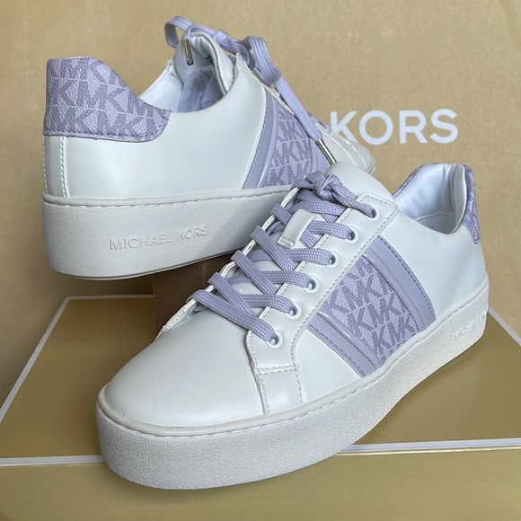 MICHAEL KORS POPPY STRIPE LACE UP NAPPA FAUX LEATHER LAVENDER MIST WMNS - Picture 9 of 16